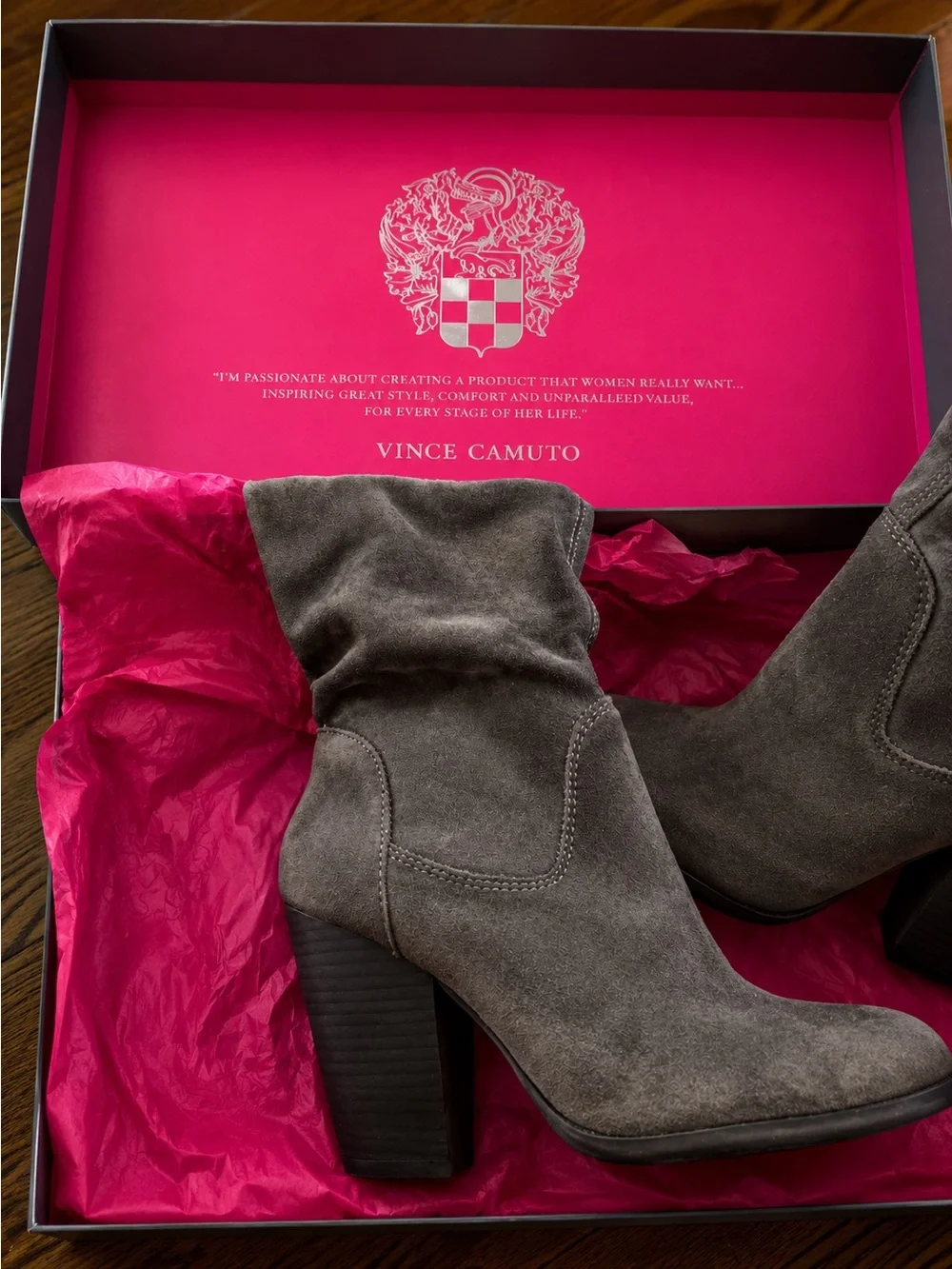 Vince Camuto Braden Gray Suede Over-The-Knee Heeled Boots